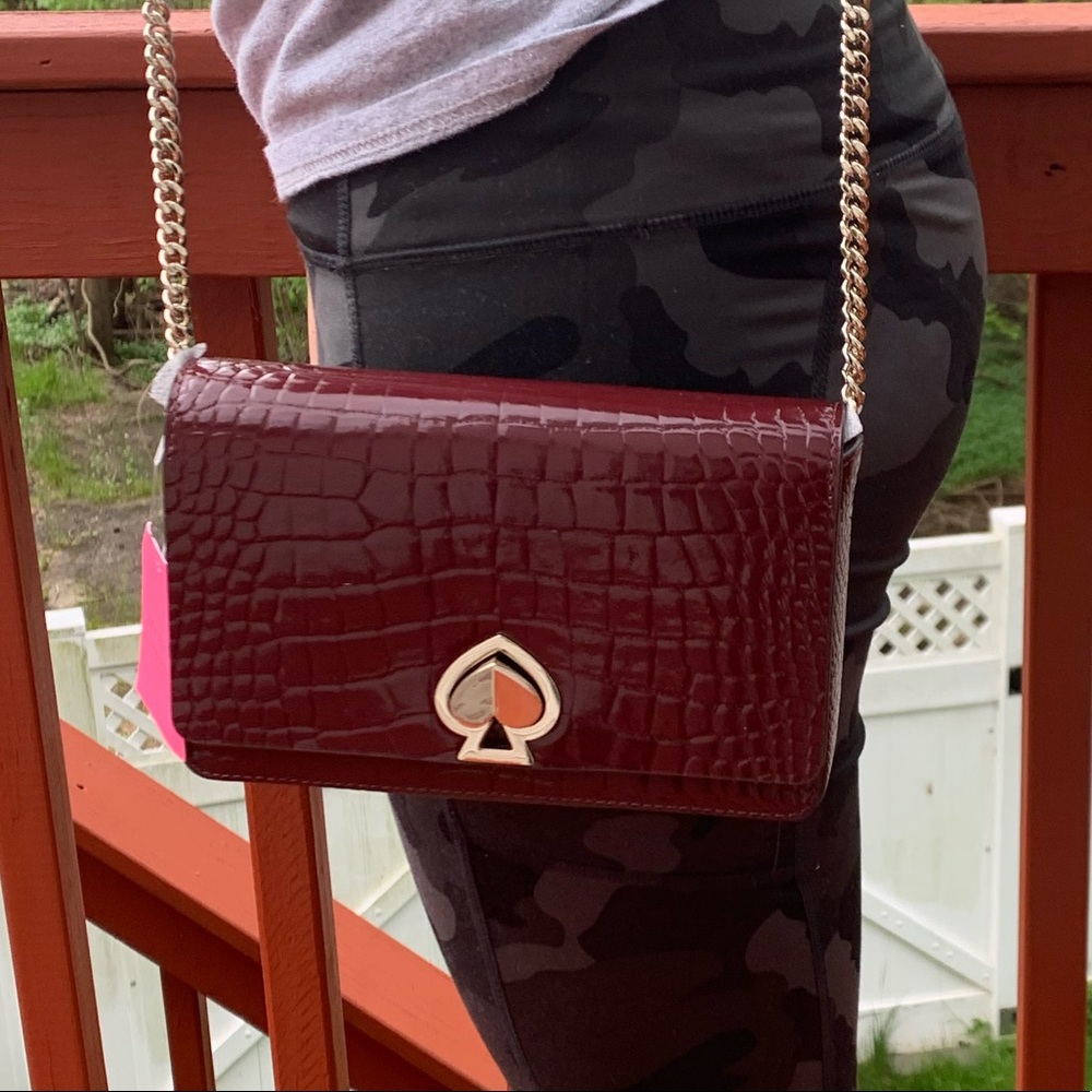 NWT KATE SPADE ROMY CROC EMBOSSED CROSSBODY - Picture 1 of 5